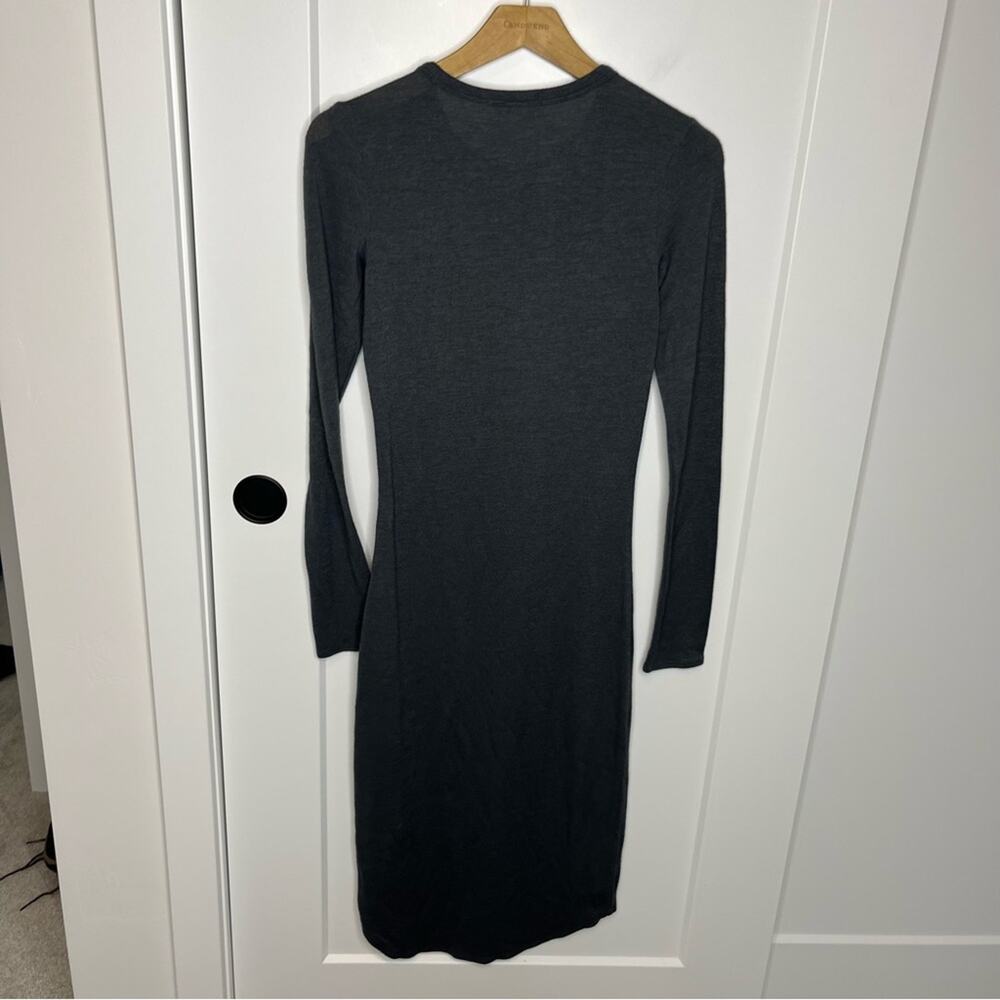 Aritzia Wilfred Free Dark Grey Stretch Bodycon Midi Long Sleeve Dress Size Small - Picture 6 of 6